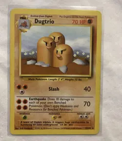 Wizards Pokemon TCG Dugtrio 19/102 Base Set Rare Unlimited English 1999 70 HP - Image 1