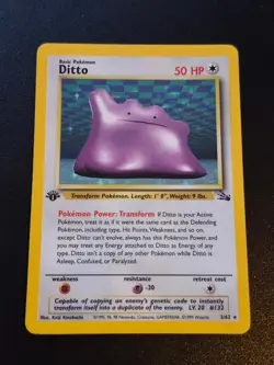 Ditto 3/62 1st Edition Holo Rare Fossil Pokemon LP - Image 1