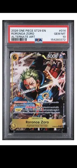 2026 ONE PIECE STARTER DECK ST29-EGGHEAD ALTERNATE ART #014 RORONOA ZORO PSA 10 - Image 1