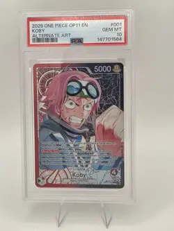 One Piece Card Koby Alt Art Leader OP11-001 L PSA 10 GEM Alternate - Image 1
