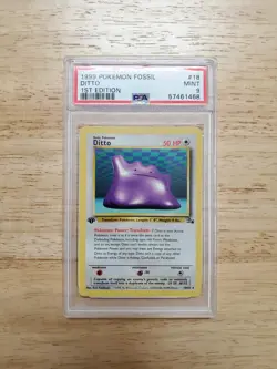 Pokemon PSA 9 MINT 1999 Ditto 18/62 1st Edition Fossil Rare Card - Image 1