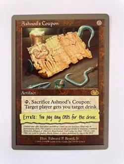 Ashnod's Coupon - Unglued 1998 Rare Artifact MTG Magic the Gathering - Image 1