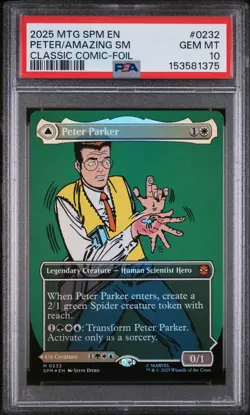 2025 MTG MARVEL'S SPIDER-MAN #0232 PETER PARKER CLASSIC COMIC FOIL - PSA 10 - Image 1