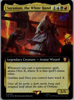 Saruman, the White Hand (Extended Art) 91 Commander: The Lord of the Rings Foil - Image 1