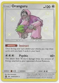 Oranguru SV44/SV94 Shiny Rare Hidden Fates Shiny Vault Pokemon Holo Near Mint - Image 1