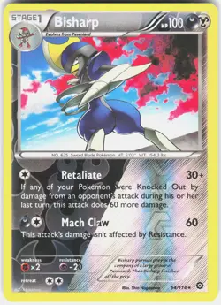 Bisharp 64/114 Holo Rare Steam Siege Pokemon Reverse Holo Near Mint - Image 1