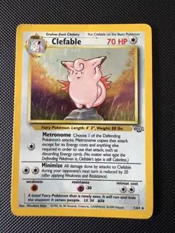 Pokemon TCG Clefable 1/64 Holo Rare Jungle Card WOTC 1999 MP Condition - Image 2