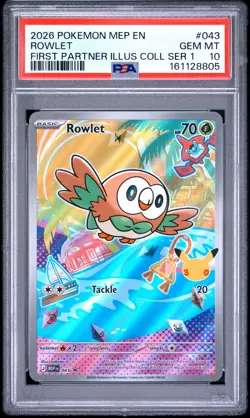 2026 POKEMON MEP EN-ME BLACK STAR PROMO #043 ROWLET PSA 10 - Image 1