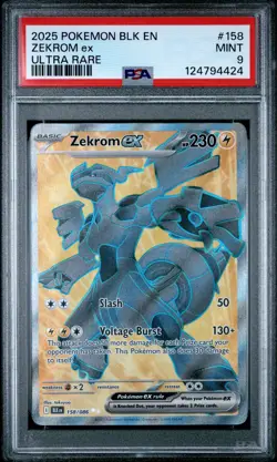 2025 Pokemon Blk En-Black Bolt #158 Zekrom Ex Ultra Rare PSA 9 - Image 1
