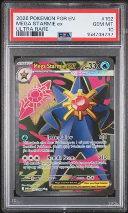 2026 POKEMON POR EN-PERFECT ORDER ULTRA RARE #102 MEGA STARMIE EX PSA 10 - Image 1