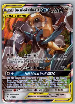 2019 Lucario & Melmetal GX 120/214 Pokemon Unbroken Bonds GX Rare Holo - Image 1