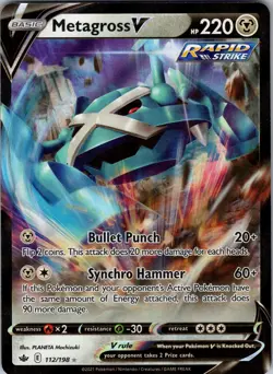 Metagross V 112/198 SWSH06: Chilling Reign Holo Pokemon TCG NM - Image 1