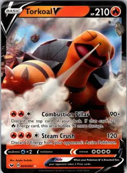 Torkoal V 024/202 SWSH01: Sword & Shield Base Set Pokemon TCG NM - Image 1