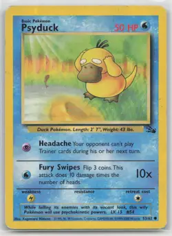 Psyduck 53/62 Common Fossil Pokemon Unlimited Heavily Played - Image 1