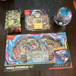 Pokemon Sealed Lot: Mega Greninja Ex, Pokeball Tin, Blister Pack And Battle Deck - Image 2