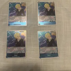Bandai One Piece Card Game Sanji OP15-047 Rare Blue 4x Playset - Image 1