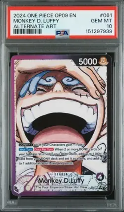 One Piece Monkey.D.Luffy OP09-061 Alternative Art Leader English PSA 10 - Image 1