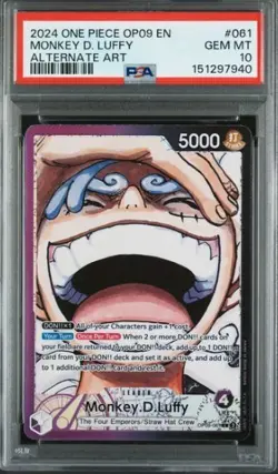 One Piece Monkey.D.Luffy OP09-061 Alternative Art Leader English PSA 10 - Image 1