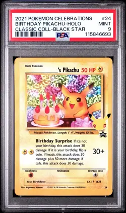 2021 Pokemon TCG Celebrations Classic Collection Birthday Pikachu PSA 9 - Image 1