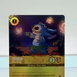 Lorcana- Fabled Stitch Alien Dancer Epic Holofoil Card 207/204 Miscut Btm Right - Image 4