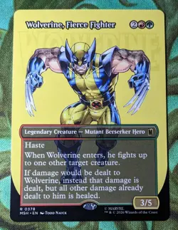 x1 NM - Wolverine, Fierce Fighter (BORDERLESS) (0378) MTG Marvel Super Heroes - Image 1