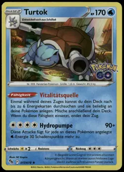 Pokemon Turtok Holo Pokemon GO 017/078 Deutsch NM - Image 1