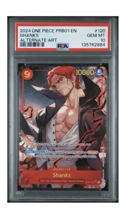 PSA 10 Shanks OP01-120 2024 Premium Booster The Best EN Sec Rare Holo Alt - Image 1
