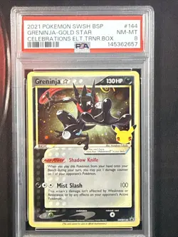 Pokemon Greninja-Gold Star Swsh Black Star Promo #144 PSA 8 Near Mint - Image 1