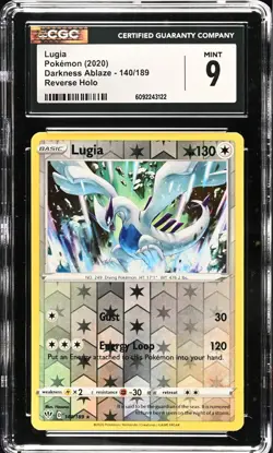 CGC 9 MINT Lugia 140/189 Reverse Holo Rare Darkness Ablaze SWSH 2020 Pokemon - Image 1