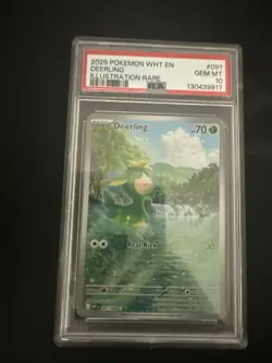 2025 POKEMON WHT EN-WHITE FLARE ILLUSTRATION RARE #091 DEERLING PSA 10 - Image 1