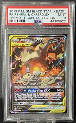 Pokemon Sun & Moon Promo SM201 Alt Art Tag Team Reshiram & Charizard GX PSA 9 - Image 1