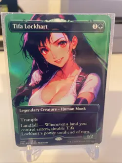 MTG Tifa Lockhart Foil Borderless Playtest Card Final Fantasy FOR COMMANDER - Image 1
