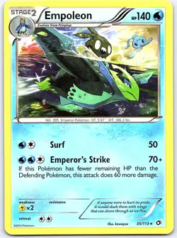 EMPOLEON 35/113 RARE LEGENDARY TREASURES POKEMON MODERATELY PLAYED - Image 1