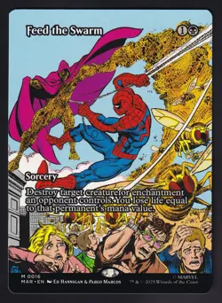 Feed the Swarm Borderless Regular MAR #16 Marvel Spider-Man MTG Unplayed NM - Image 1