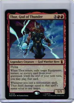 MTG Thor, God of Thunder Foil 0156 Marvel Super Heroes MSH NM - Image 1