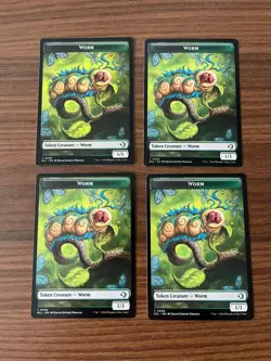 4x Token: Worm/Merfolk (#09/08) Mint/NM Magic:the Gathering MTG Lorwyn Eclipsed - Image 1