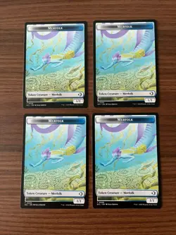 4x Token: Worm/Merfolk (#09/08) Mint/NM Magic:the Gathering MTG Lorwyn Eclipsed - Image 2