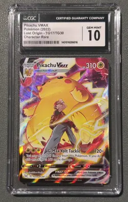 CGC 10 GEM MINT Pikachu VMAX TG17/TG30 Full Art Lost Origin 2022 Pokemon TCG - Image 1