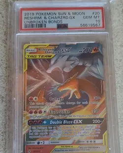 Reshiram & Charizard Gx 20/214 Unbroken Bonds Pokemon PSA 10 New Cert - Image 3