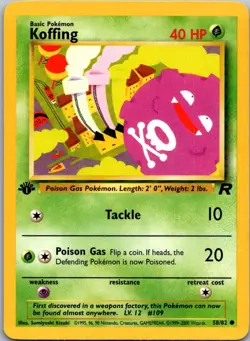 Koffing 58/82 Common Team Rocket Pokemon 1st Edition Near Mint - Image 1
