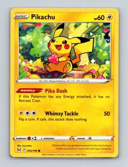 Pikachu 052 2022 Pokemon Lost Origin "Berry Chu" Base Card NM+ (e) - Image 1