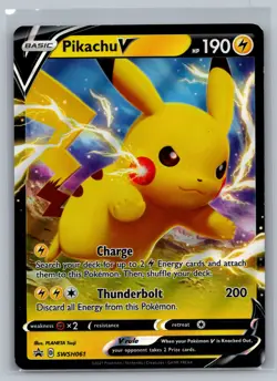 Pikachu V SWSH: Sword & Shield Promo Cards #SWSH061 Promo,Holo Pokemon Card - Image 1