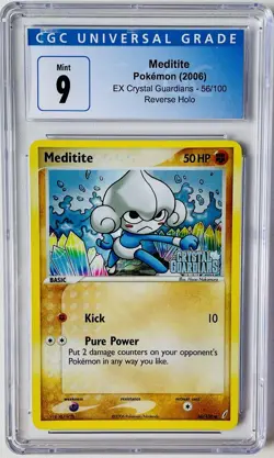 2006 Pokemon CGC 9 Meditite EX Crystal Guardians Stamped Reverse Holo 56/100 - Image 1