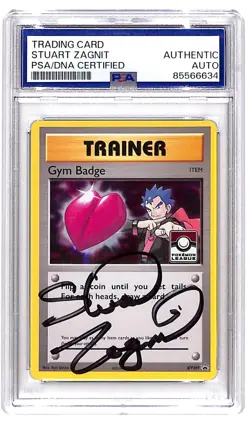 PSA Signed Stuart Zagnit Pokemon Gym Badge Koga Holo XY207 Promo League Stamped - Image 1