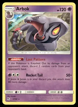 Arbok 27/68 Rare Hidden Fates Pokemon Lightly Played - Image 1