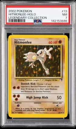 2002 POKEMON LEGENDARY COLLECTION #13 HITMONLEE-HOLO PSA 7 - Image 1