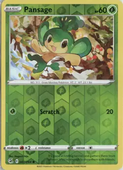 Pansage 007/264 Common Fusion Strike Pokemon Reverse Holo Near Mint - Image 1