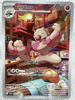 Pokemon TCG Gurdurr 126/086 SV: Black Bolt Illustration Rare Holo 100 HP Eng - Image 1