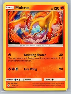 Moltres 38/214 Rare Lost Thunder Pokemon Near Mint - Image 1