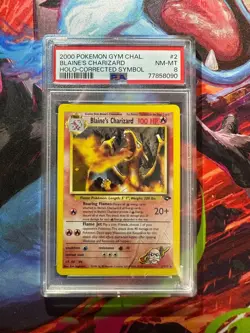 Blaine's Charizard 2/132 Gym Challenge Corrected Symbol PSA 8 Nm-MT Pokemon TCG - Image 1